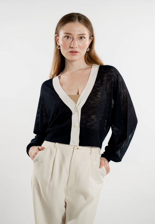 RAF Lyre Long Sleeve Cardigan  (Navy/White)