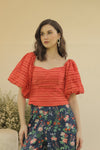 RAF X Debbie Co Hyacinth Short Sleeve Top (Red Orange)