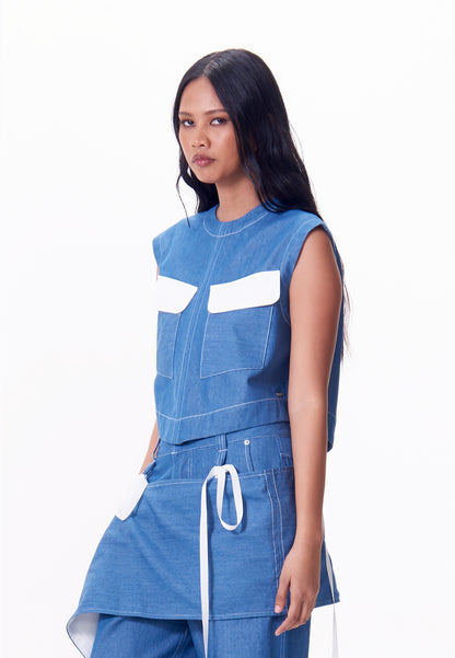 R.A.F. X nicolò  NP001 Sleeveless Top (Lt.Blue)